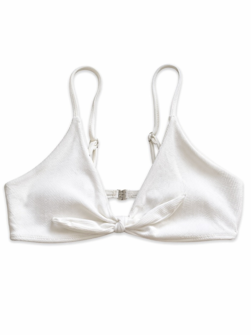 4/$20➡️  White Tie-Front Ribbed Plus Size Bikini Top – Size 3X GUC